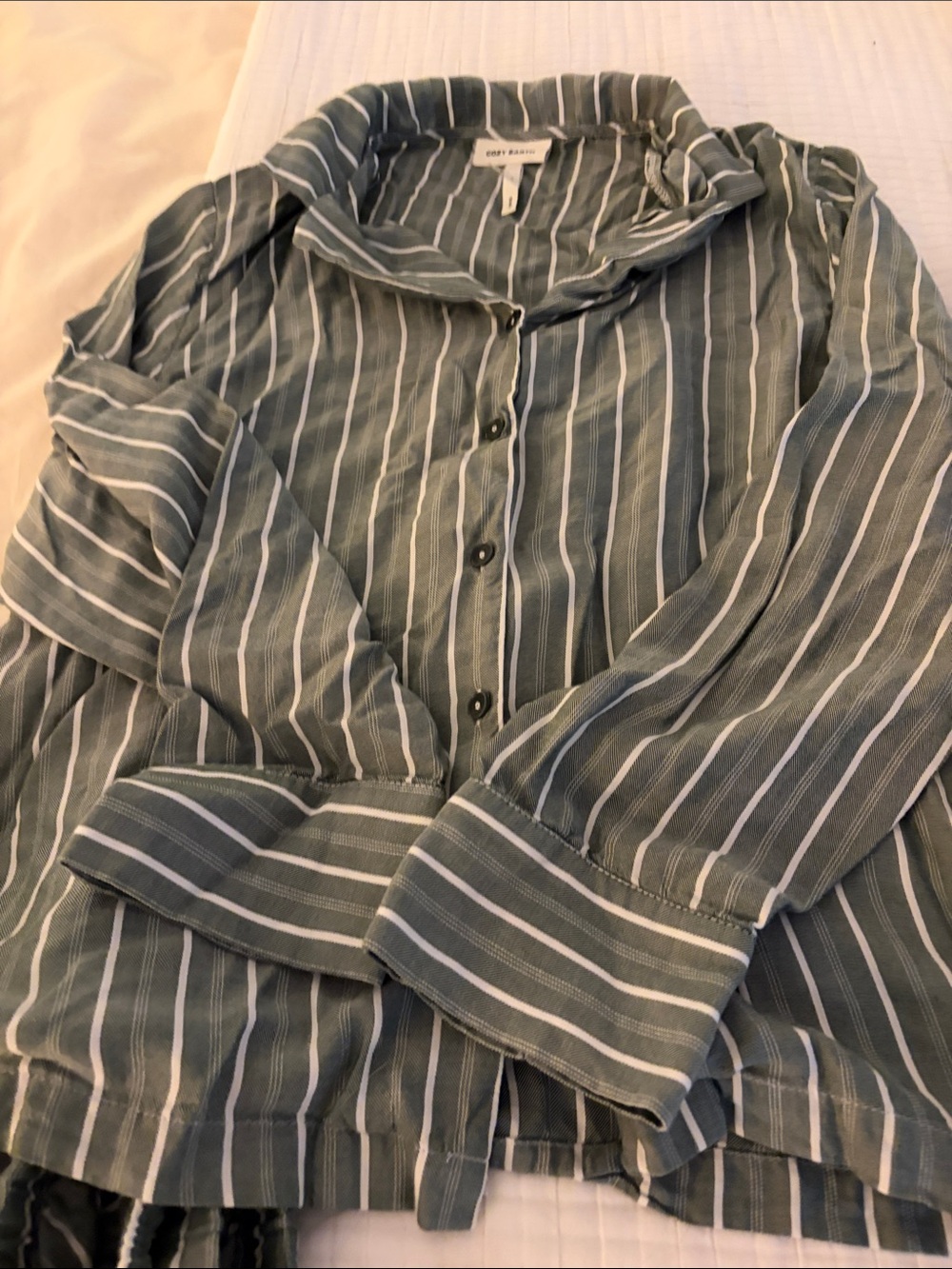 Cozy earth Striped Green Women’s Pajama Set - Cozy Sleep Shirt & Pants - Picture 2 of 5